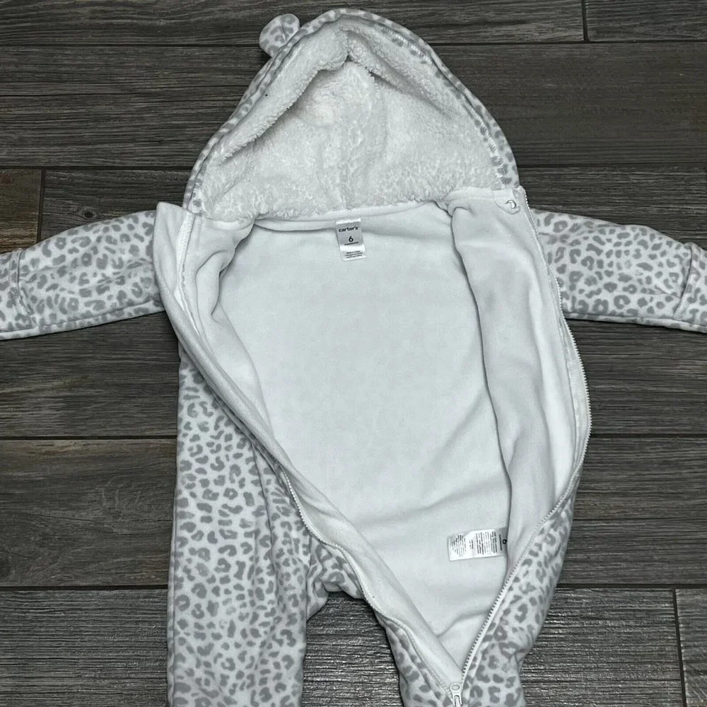 Carter’s Baby Bunting Outwear w/ Hood 6 Months One Piece Animal Print Kitty
